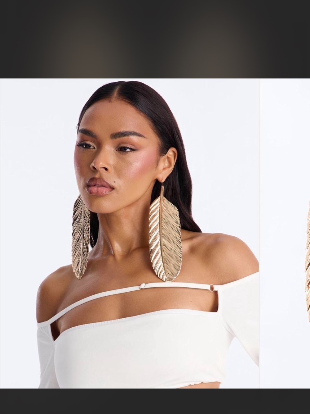 Fashion Nova Gold Feather Drop Earrings - Delicate Leaf Design